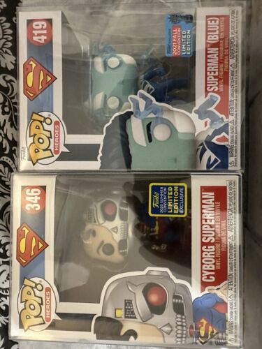 Funko Pop! Heroes - #346 Cyborg Superman and #419 Superman (Blue) - (2 Pops)