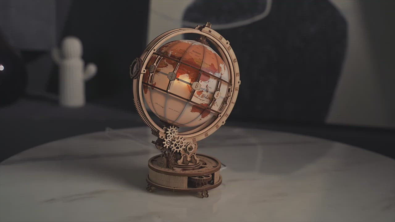 Luminous 3D Wooden Puzzle Globe with Free Gift