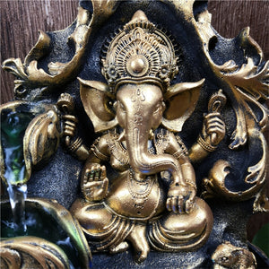 Hand Made Lord Ganesha Statue Water Fountain w/LEDs Waterscape