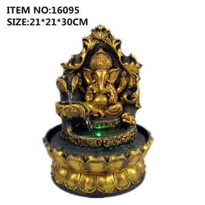 Hand Made Lord Ganesha Statue Water Fountain w/LEDs Waterscape