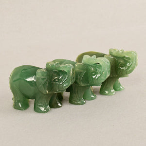 Lucky Elephant Fortune Green Aventurine Jade Stone Decor