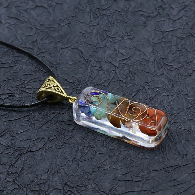 Reiki Healing Natural Stone Chakra Orgone Necklace