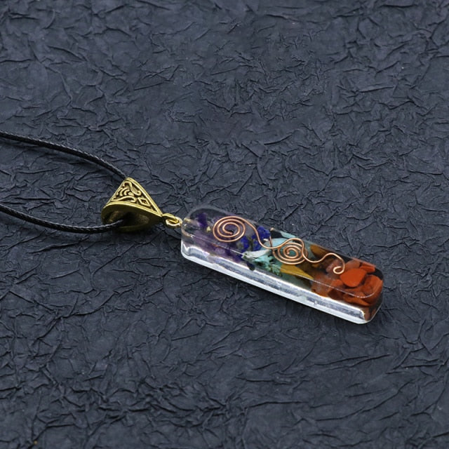 Reiki Healing Natural Stone Chakra Orgone Necklace