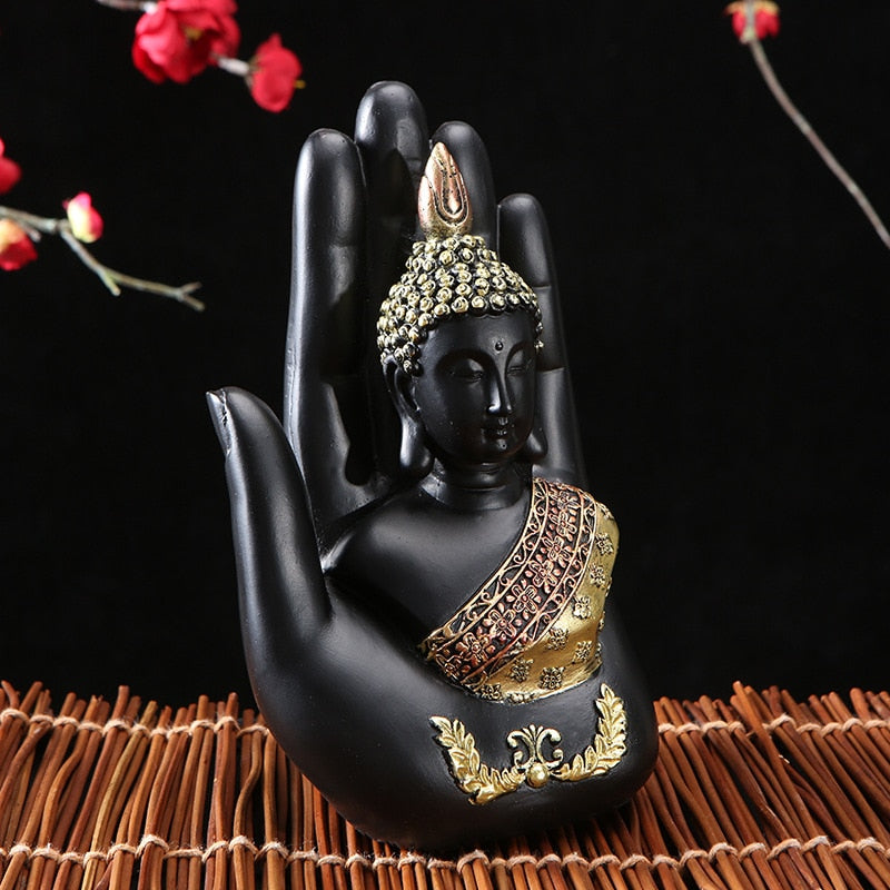 Hand Made Buddha Meditation Palm Statue