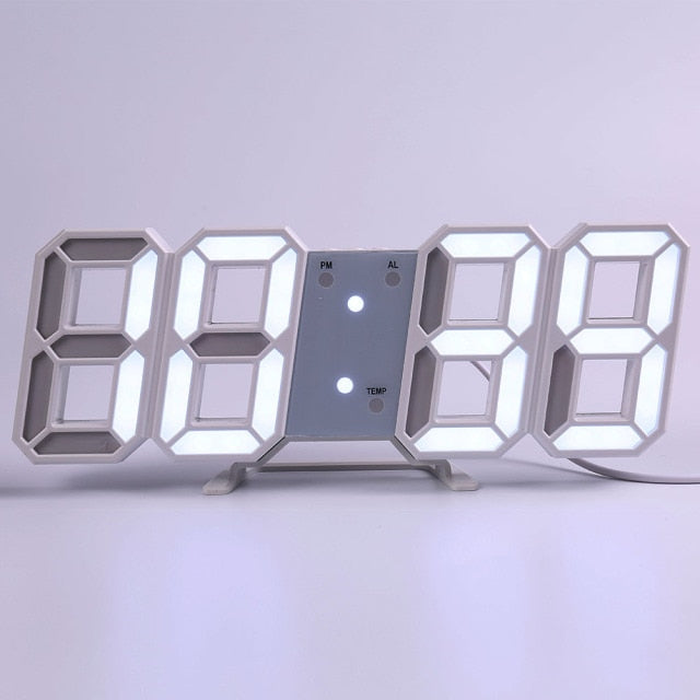 LED Digital Wall Clock w/Alarm, Date & Temperature