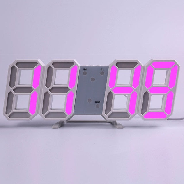 LED Digital Wall Clock w/Alarm, Date & Temperature