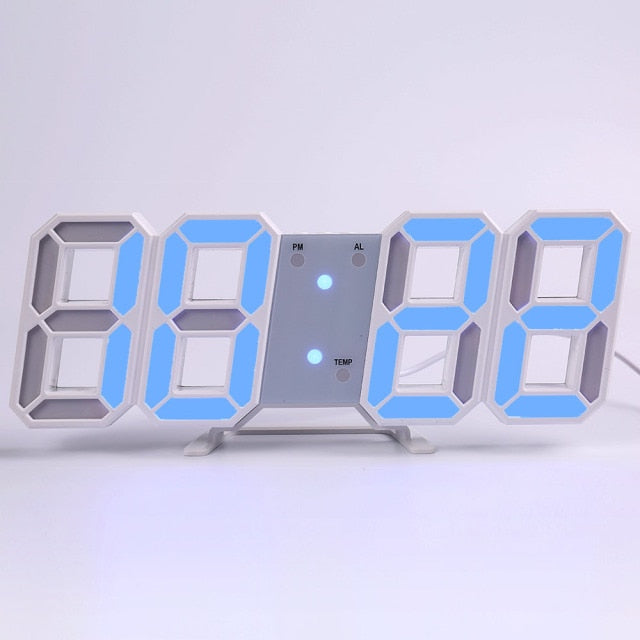 LED Digital Wall Clock w/Alarm, Date & Temperature