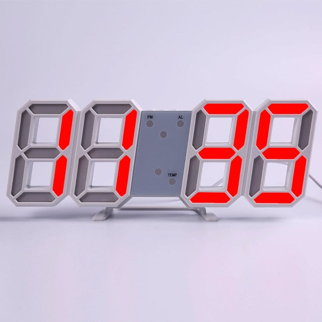 LED Digital Wall Clock w/Alarm, Date & Temperature