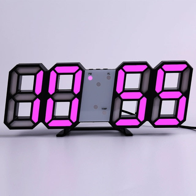 LED Digital Wall Clock w/Alarm, Date & Temperature