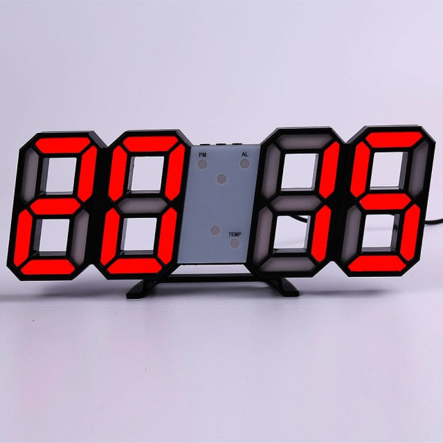 LED Digital Wall Clock w/Alarm, Date & Temperature