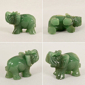 Lucky Elephant Fortune Green Aventurine Jade Stone Decor