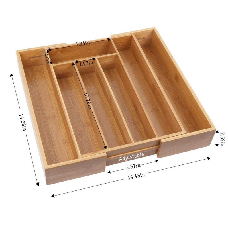 Expanding Wooden Drawer Organiser Cutlery Tray 5-7 Compartment