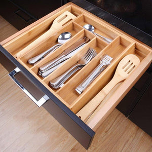 Expanding Wooden Drawer Organiser Cutlery Tray 5-7 Compartment