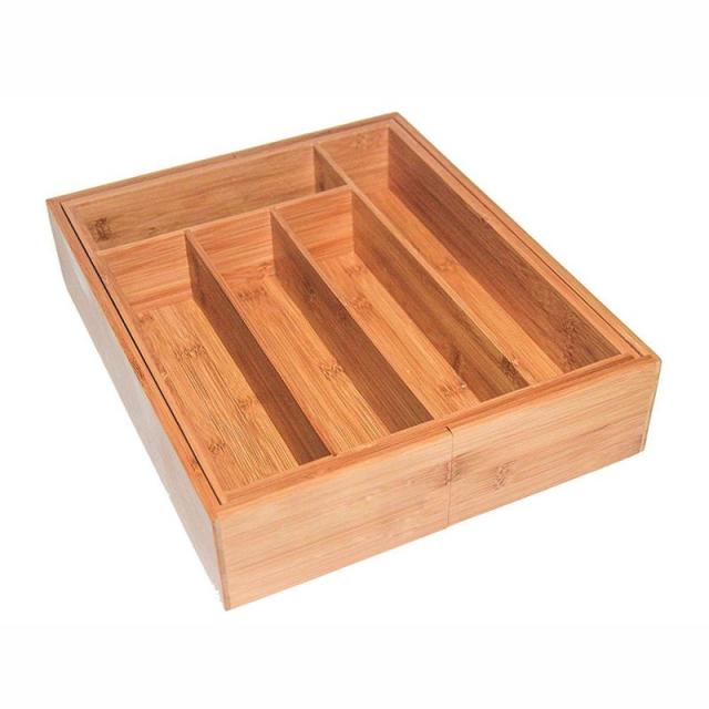 Expanding Wooden Drawer Organiser Cutlery Tray 5-7 Compartment