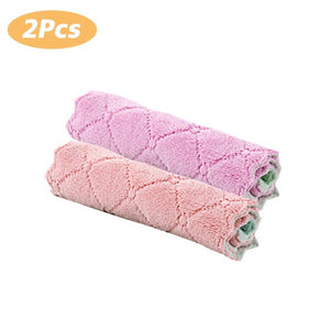 2/5/10Pcs Microfiber Towel Double-layer Absorbent Cleaning Cloths