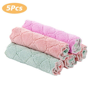 2/5/10Pcs Microfiber Towel Double-layer Absorbent Cleaning Cloths