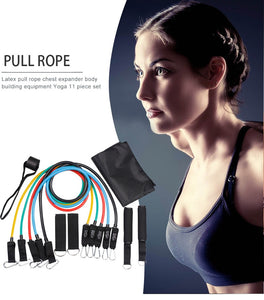 11pcs Set Latex Resistance Bands Set for Exercise & Yoga