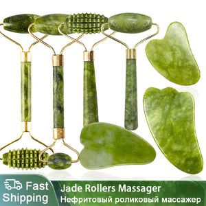 Natural Gua sha Jade Roller Massager For Face, Body, Skin Care