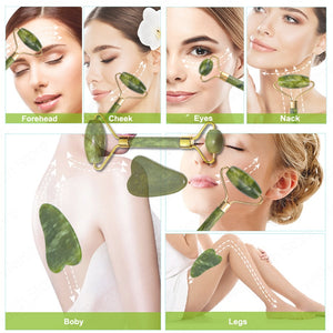 Natural Gua sha Jade Roller Massager For Face, Body, Skin Care