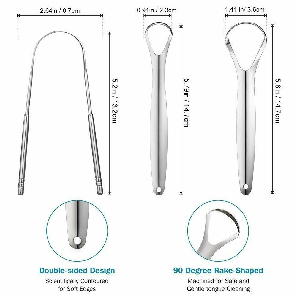 3pcs Stainless Steel Tongue Scraper Oral Care