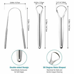 3pcs Stainless Steel Tongue Scraper Oral Care