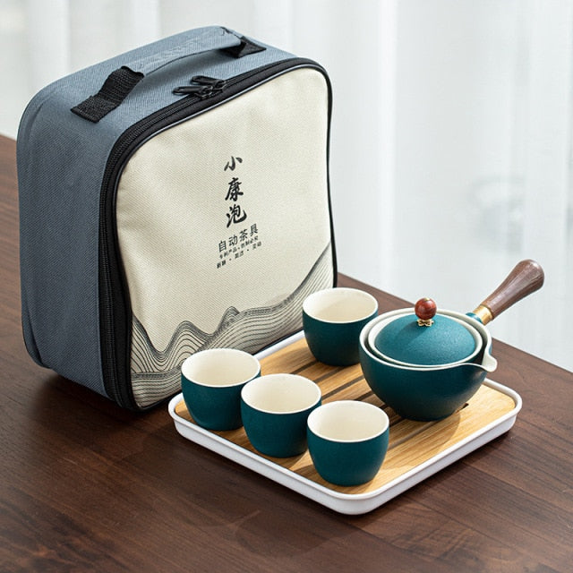 360 Degrees Porcelain Rotating Tea Set (includes Gift Carrying Bag)