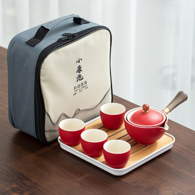 360 Degrees Porcelain Rotating Tea Set (includes Gift Carrying Bag)