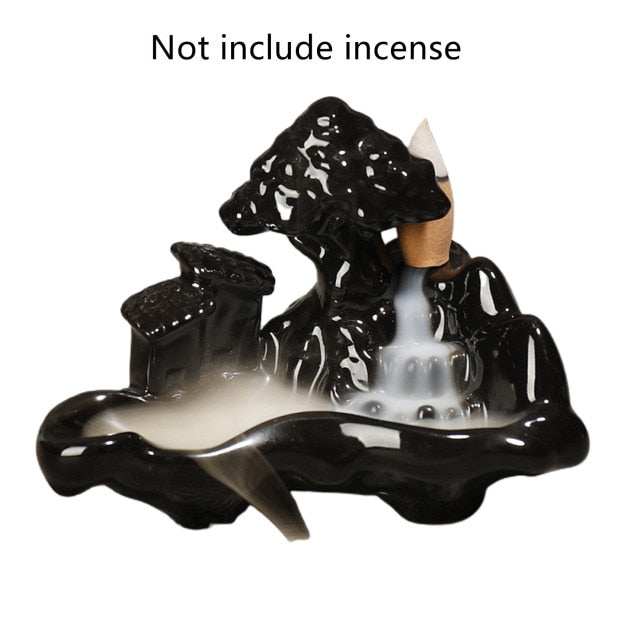 Waterfall Ceramic Backflow Smoke Incense Burner Ornament