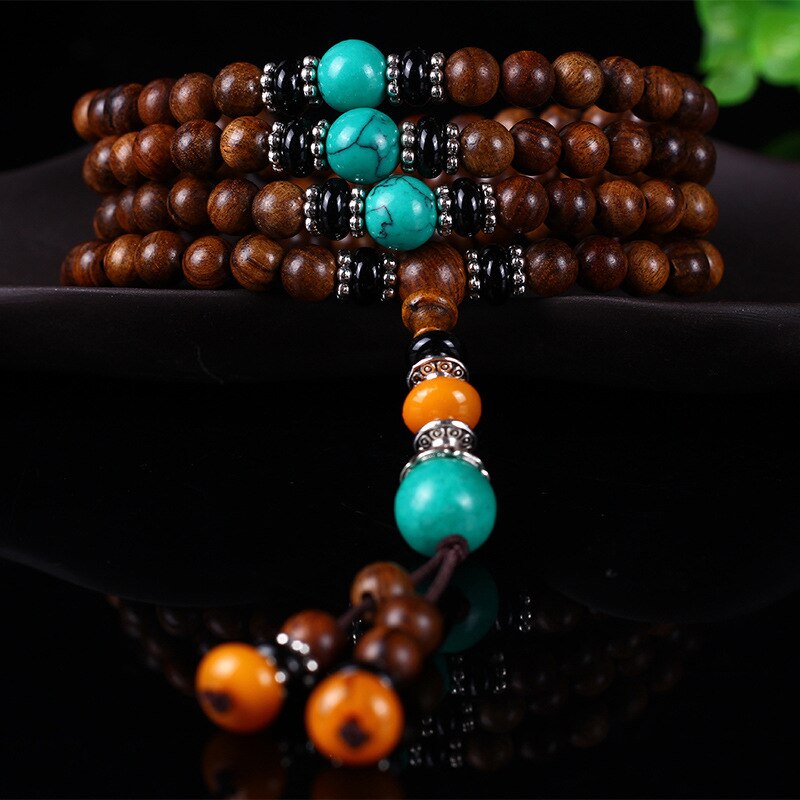 108 beaded Yellow Rosewood Mala Prayer Meditation Beads