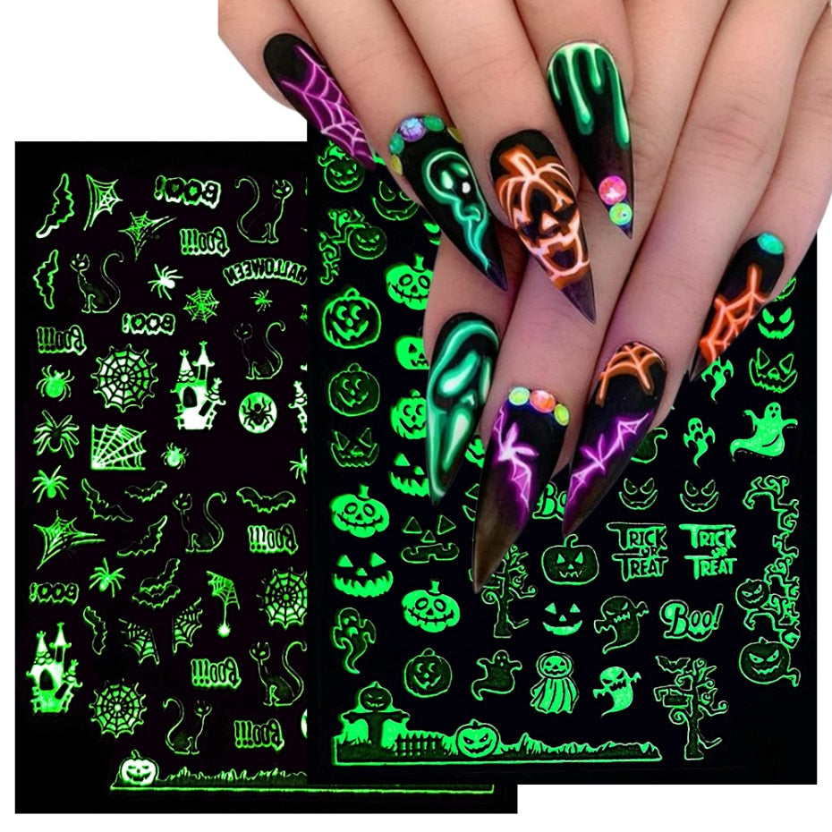 3D Glowing Halloween Nail Art Stickers