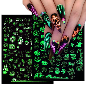 3D Glowing Halloween Nail Art Stickers