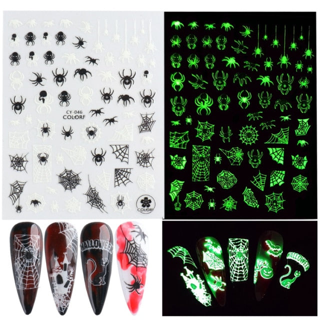 3D Glowing Halloween Nail Art Stickers