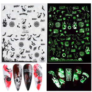 3D Glowing Halloween Nail Art Stickers