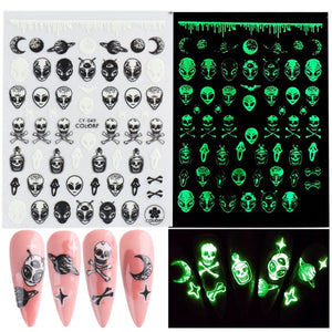 3D Glowing Halloween Nail Art Stickers