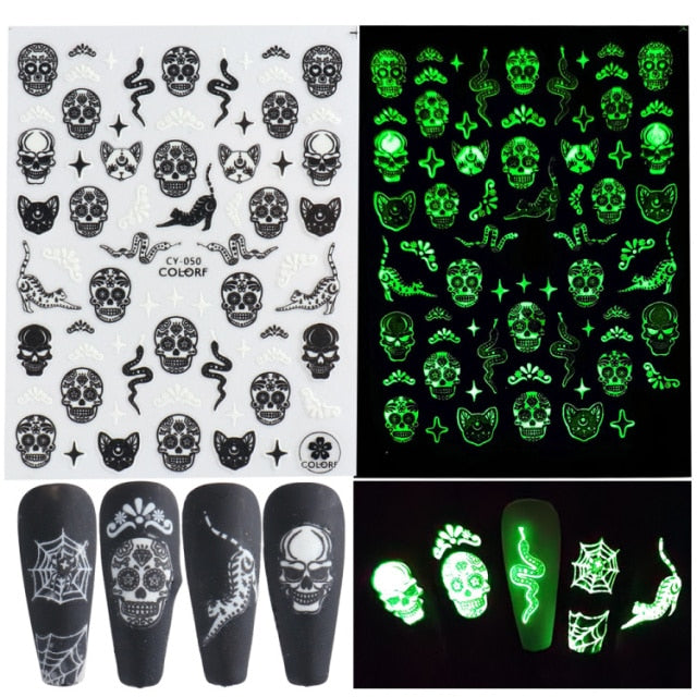 3D Glowing Halloween Nail Art Stickers