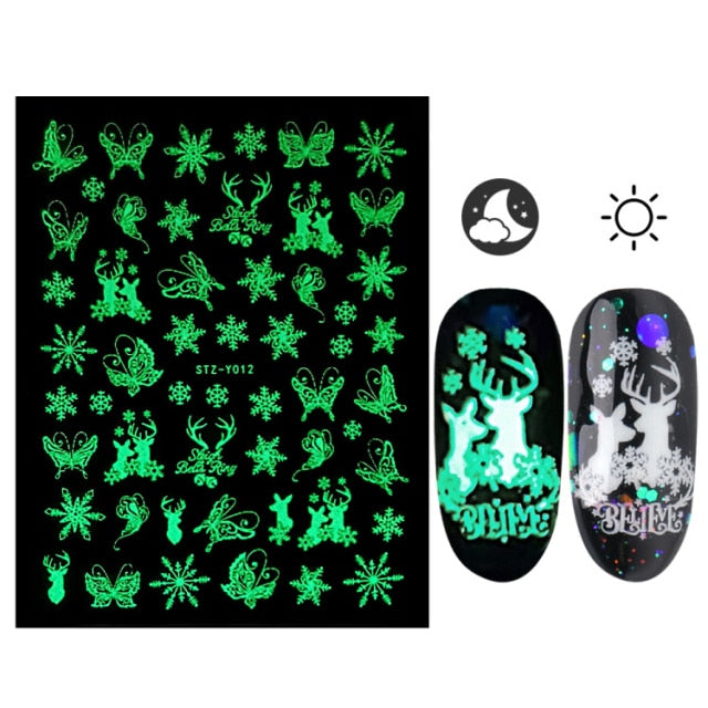 3D Glowing Halloween Nail Art Stickers