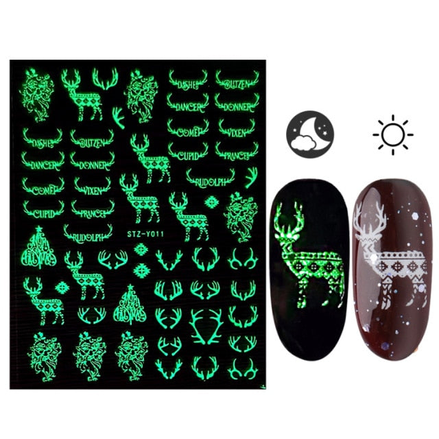 3D Glowing Halloween Nail Art Stickers