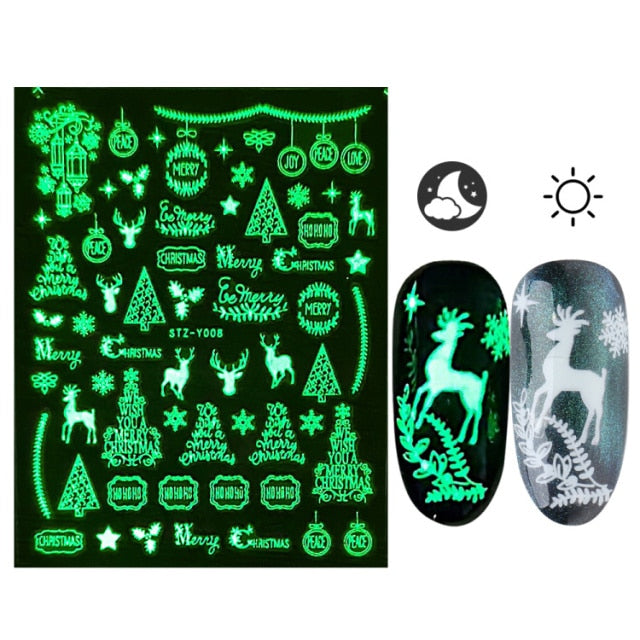 3D Glowing Halloween Nail Art Stickers