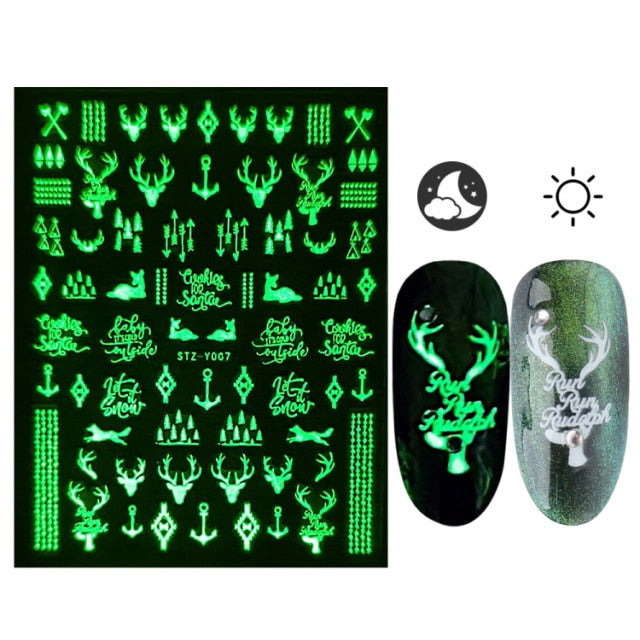 3D Glowing Halloween Nail Art Stickers