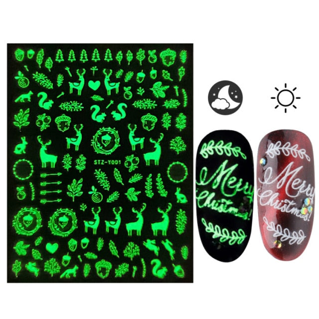 3D Glowing Halloween Nail Art Stickers