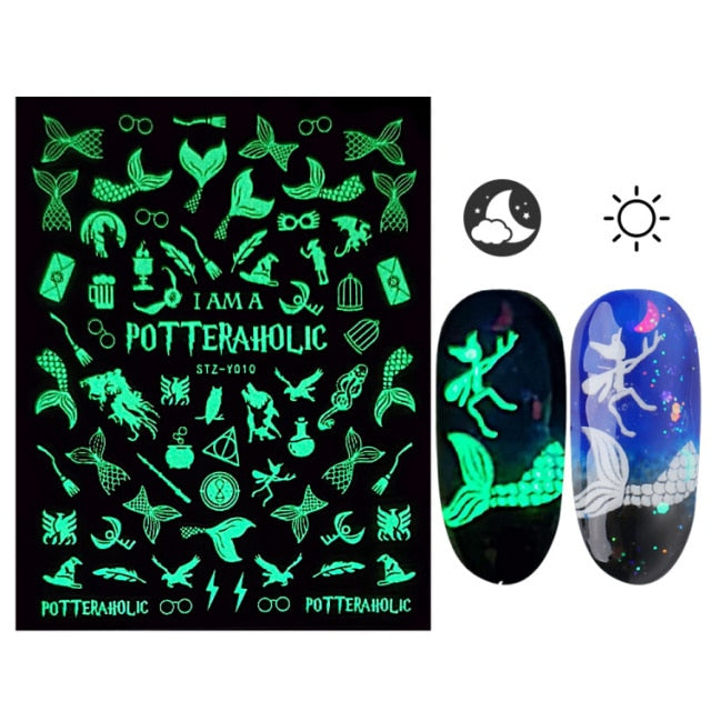 3D Glowing Halloween Nail Art Stickers