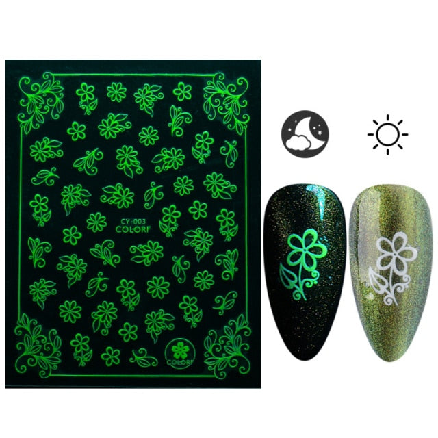 3D Glowing Halloween Nail Art Stickers