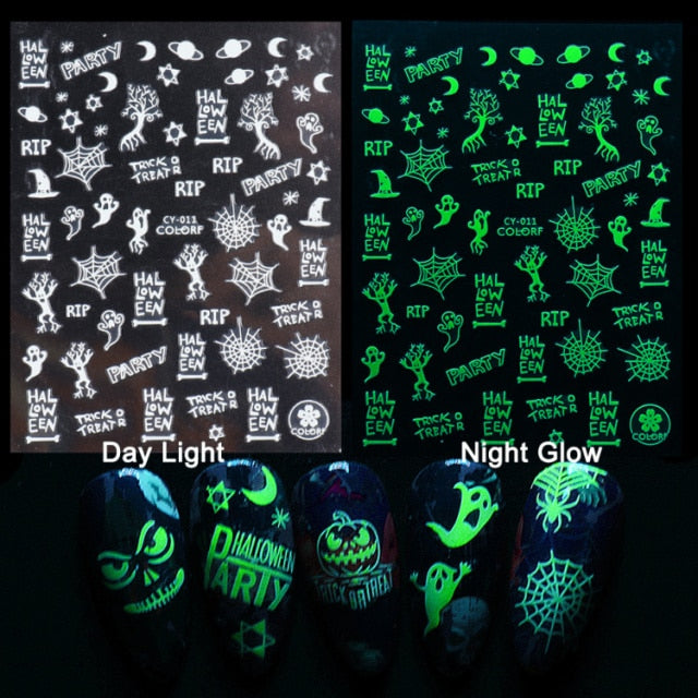 3D Glowing Halloween Nail Art Stickers