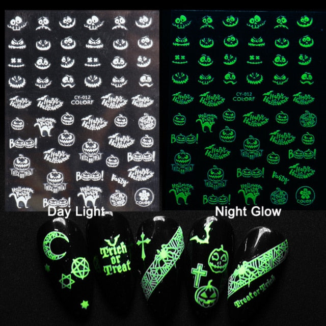 3D Glowing Halloween Nail Art Stickers