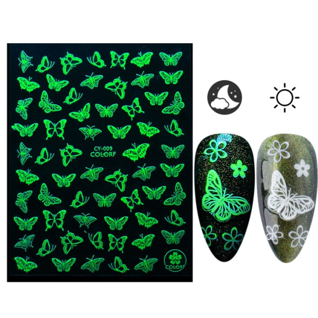 3D Glowing Halloween Nail Art Stickers