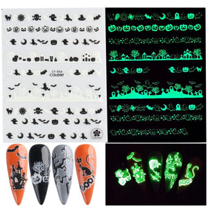 3D Glowing Halloween Nail Art Stickers