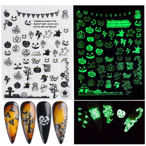 3D Glowing Halloween Nail Art Stickers