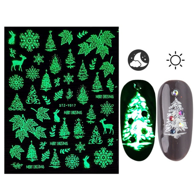 3D Glowing Halloween Nail Art Stickers