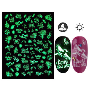 3D Glowing Halloween Nail Art Stickers