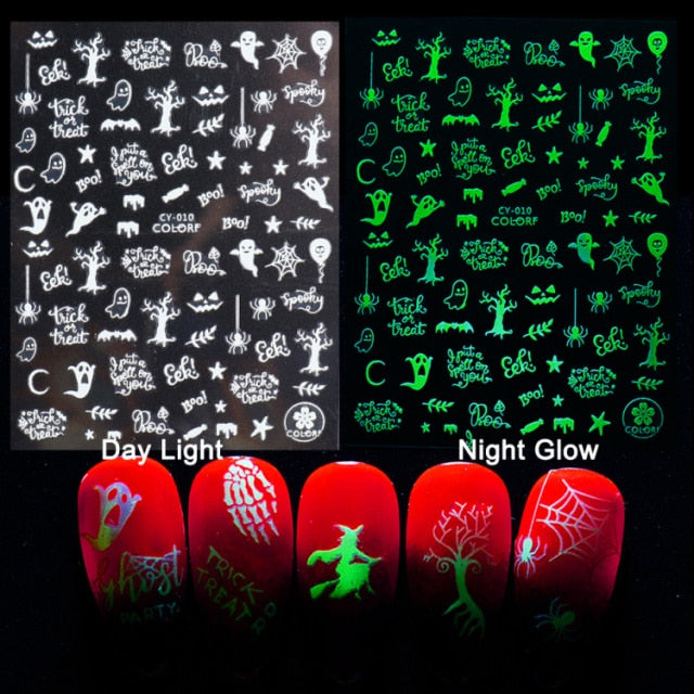 3D Glowing Halloween Nail Art Stickers